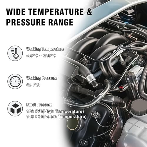 6PCS 5Ft Silicone Vacuum Hose Automotive Set,Vacuum Lines Automotive Kit Black
