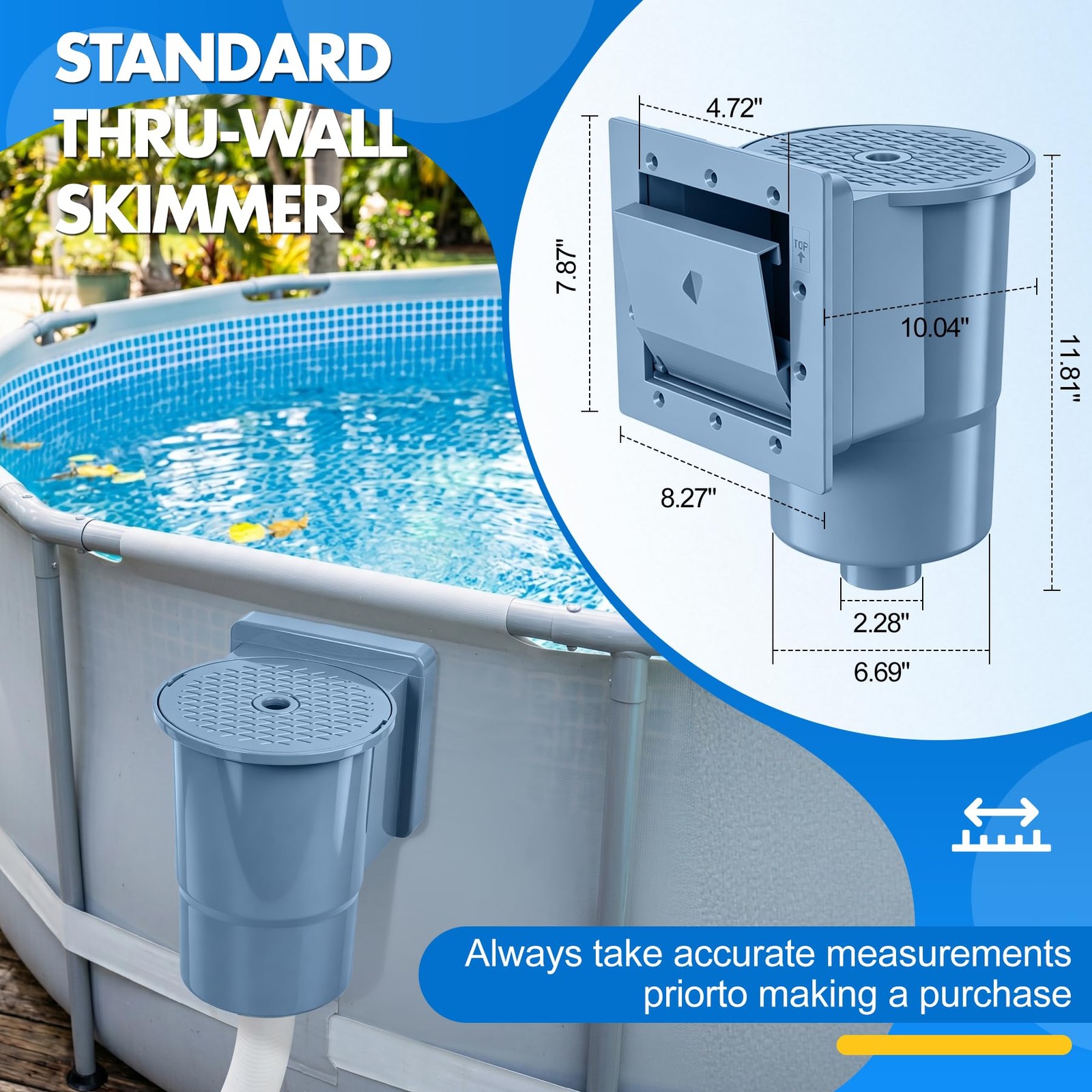 DeeprClean Through Wall Skimmer for Above Ground Pool, Heavy Duty Wall Mount …