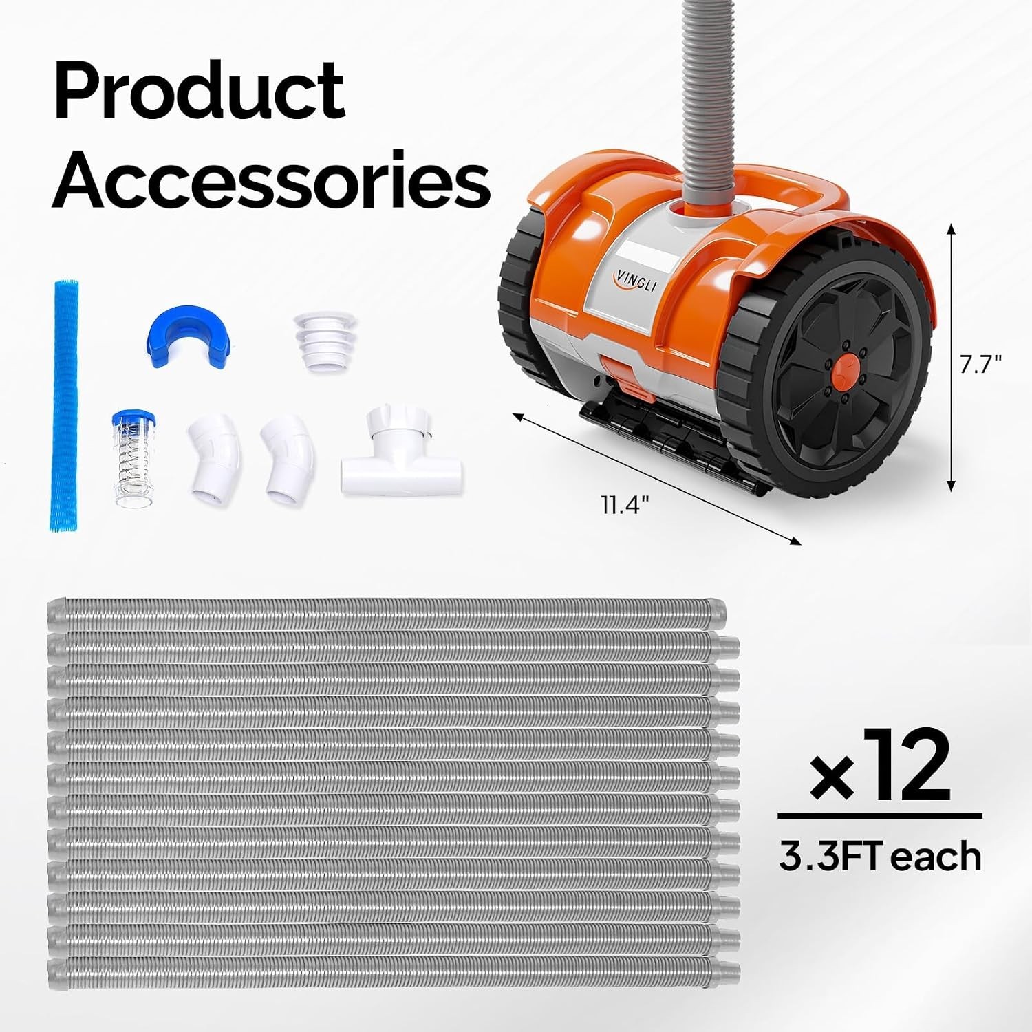 2025 Automatic Pool Cleaner: Hassle-Free Maintenance with 39.6ft Heavy-Duty Hose