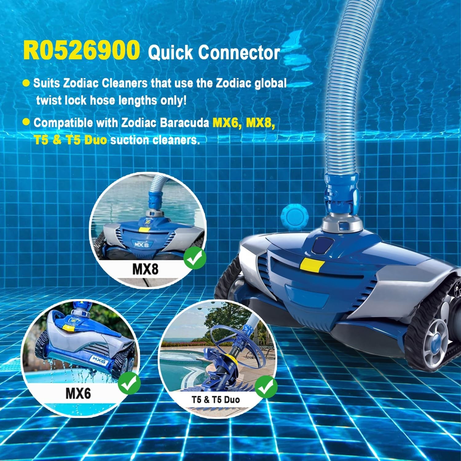 R0526900 Quick Connector for Zodiac Baracuda MX6, MX8, T5, T5 Duo Pool Cleaner