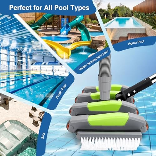 Pool Cleaning Vacuum Head with Wheels & 1-1/4&Prime;, 1-1/2&Prime; Hose Adapter，Heavy GREEN