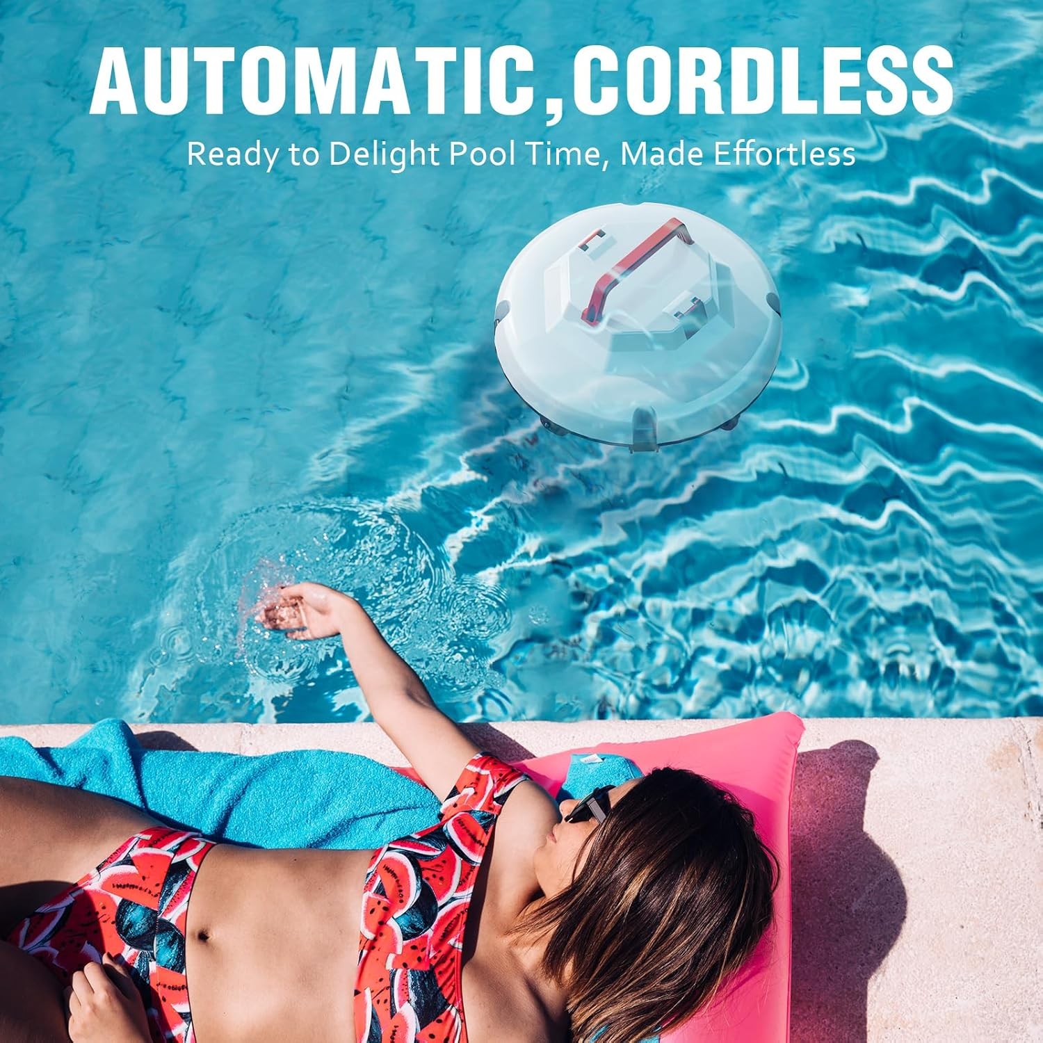 Cordless Robotic Pool Cleaner – 120 Mins Automatic Pool Vacuum for Above Ground