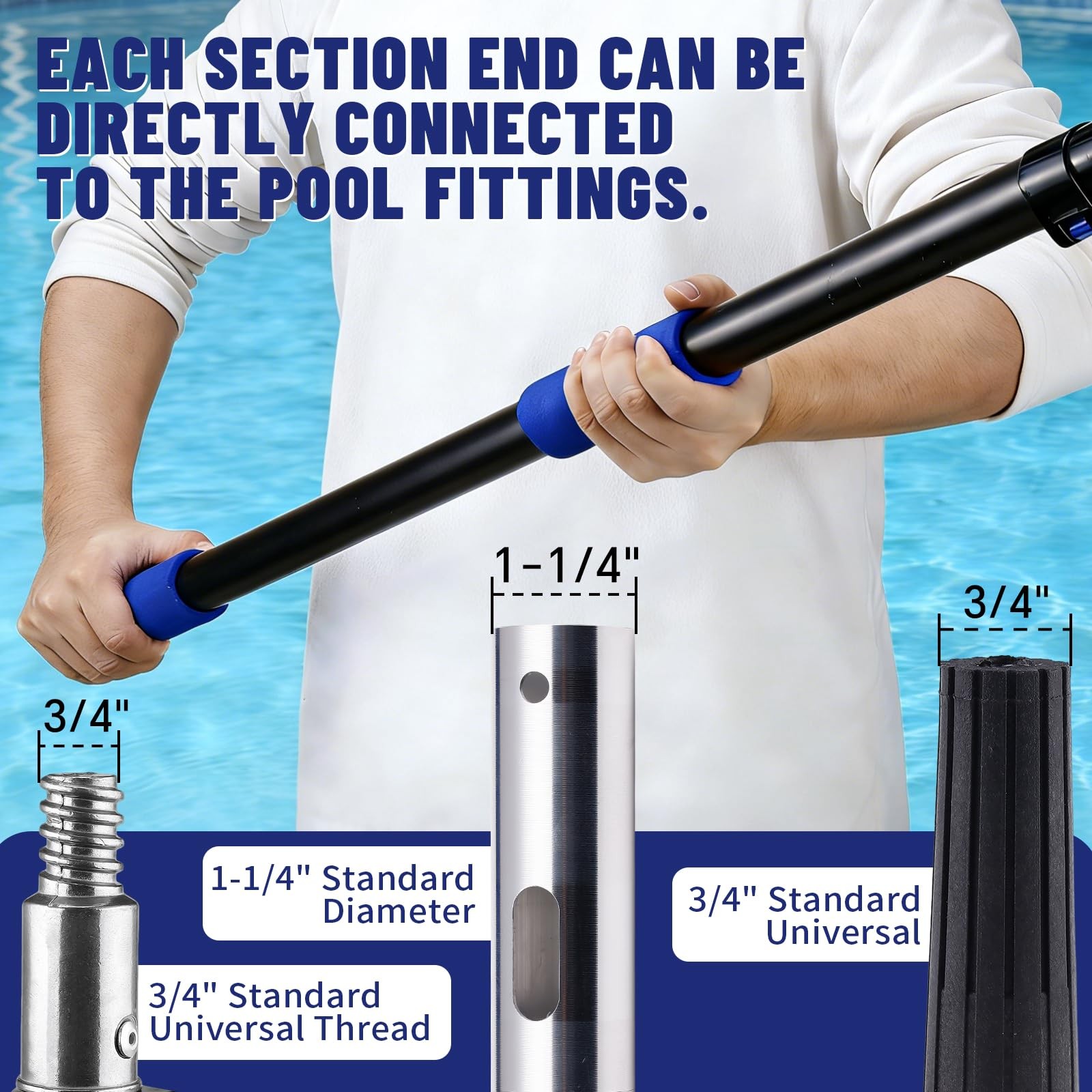 16 FT Aluminum Telescopic Pole for Pool Cleaning, Dusting & Painting