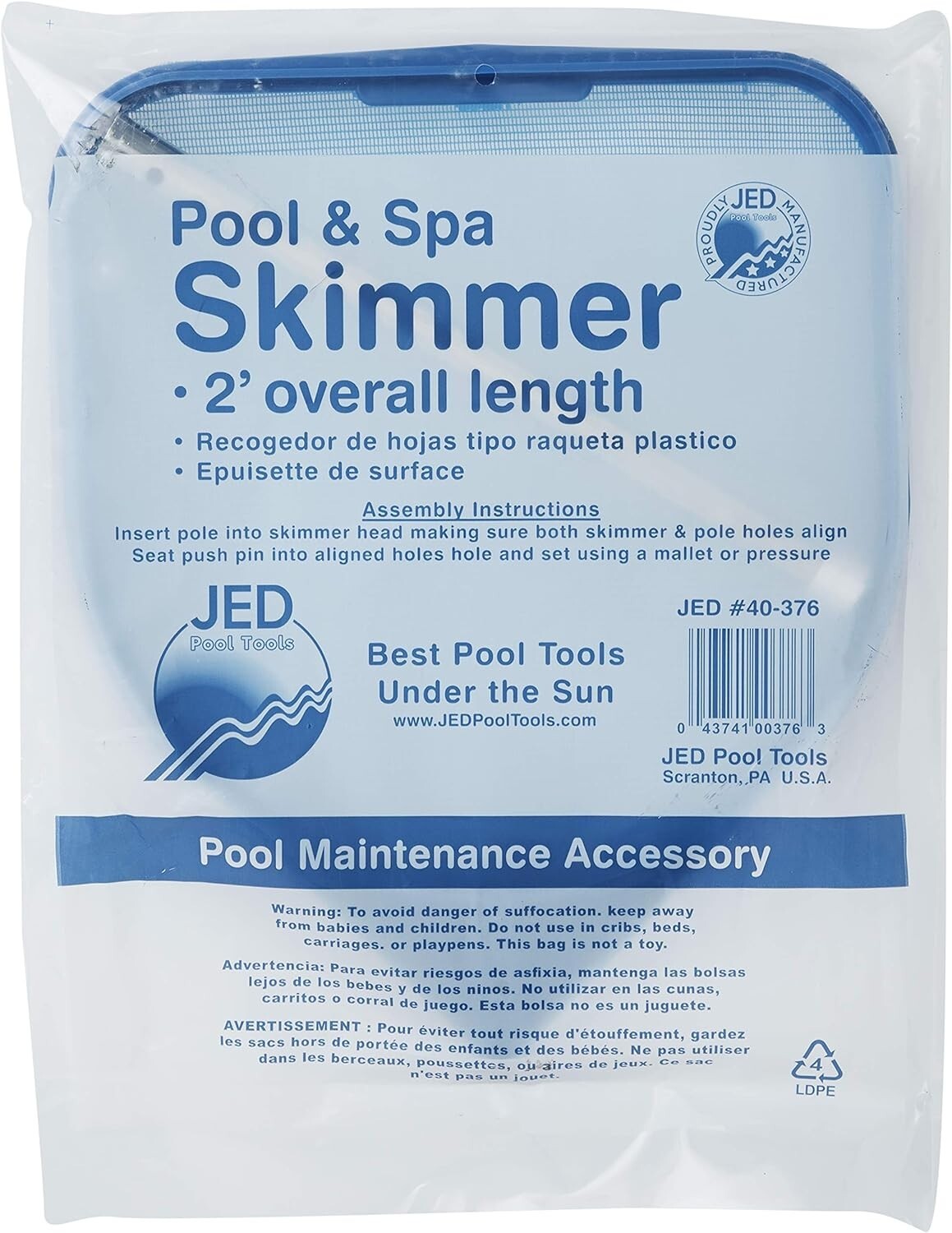 ESSENTIALS Small Hand Spa and Pool Skimmer, Assorted colors 1 x 25 x 12 inches
