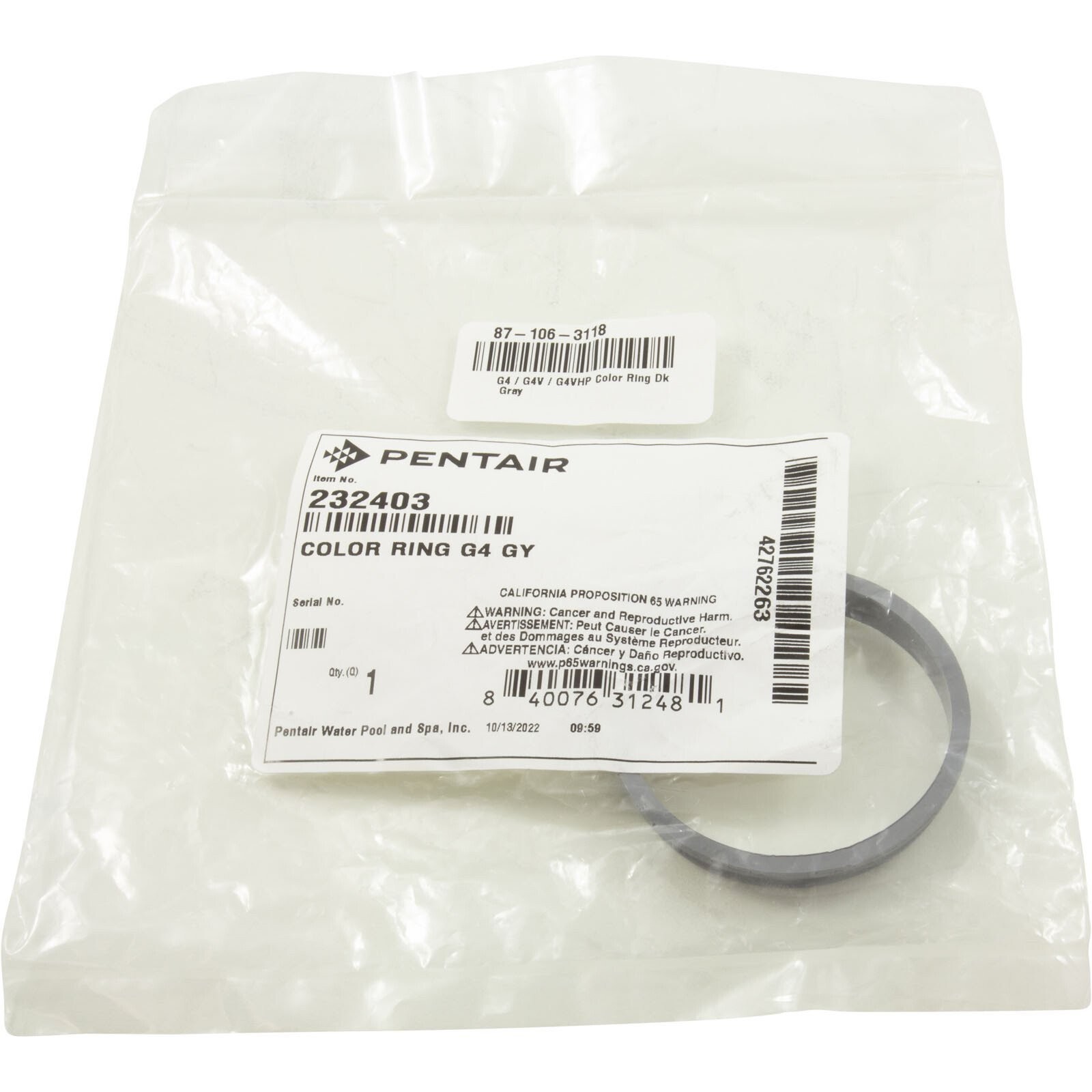232403 Pentair A&A G4 / G4V / G4VHP Color Ring Dark Gray