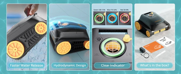 Nebula Cordless Robotic Pool Cleaner Wall Climbing Waterline 3H Runtime