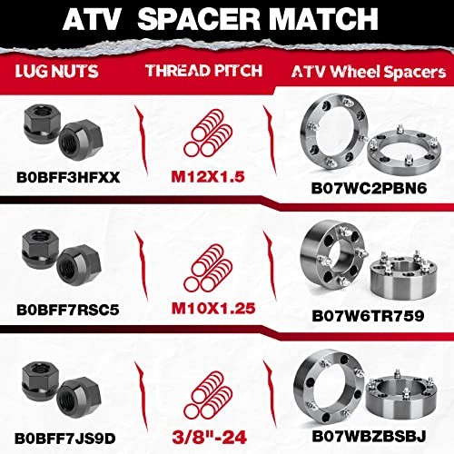 KSP 3/8&Prime;-24 Open Lug Nuts for ATV UTV Studs, 17mm Hex 3/8&Prime;-24-Hex 17mm Black