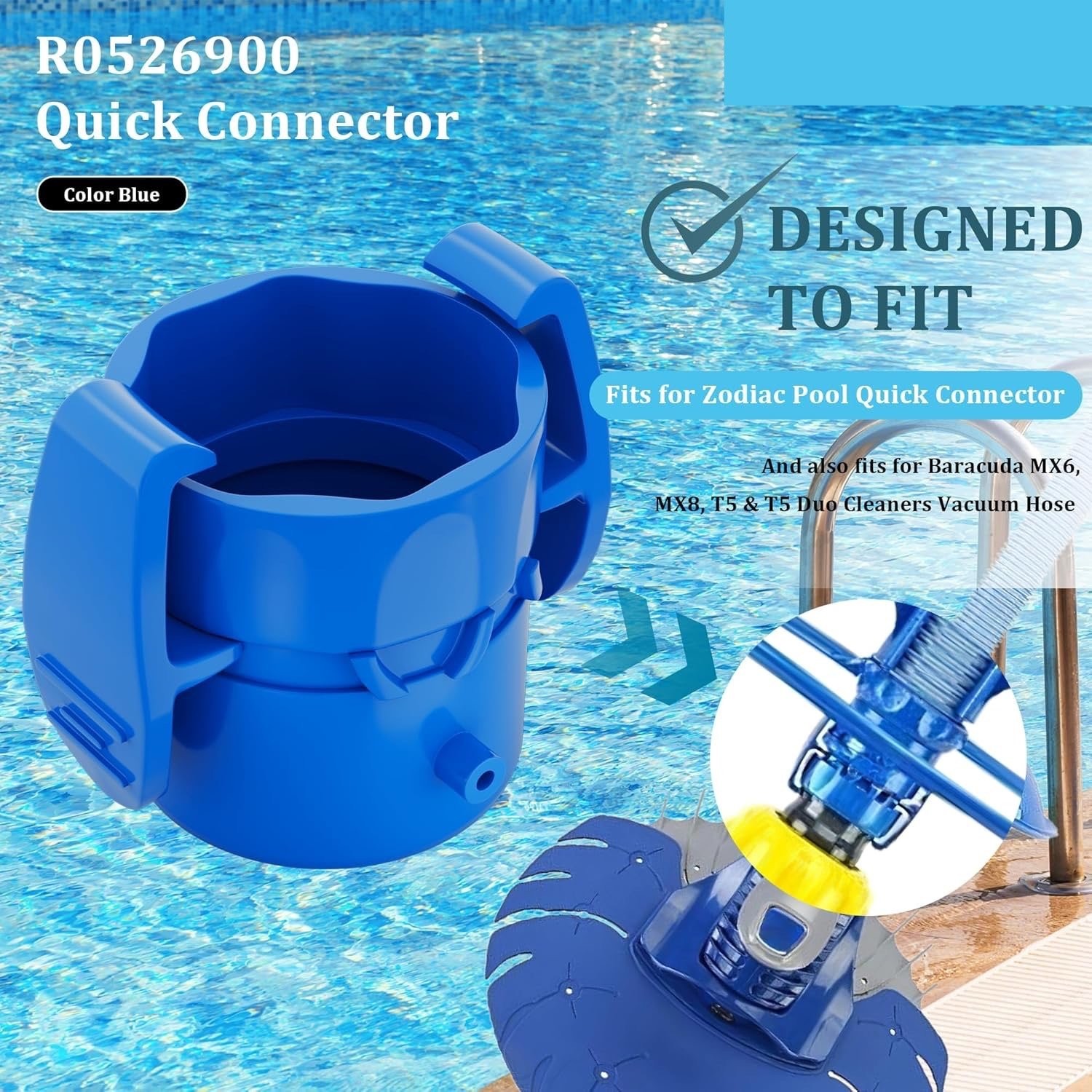 For Zodiac Quick Hose Connector For MX6 MX8 T5 & Duo Suction Cleaners R0526900