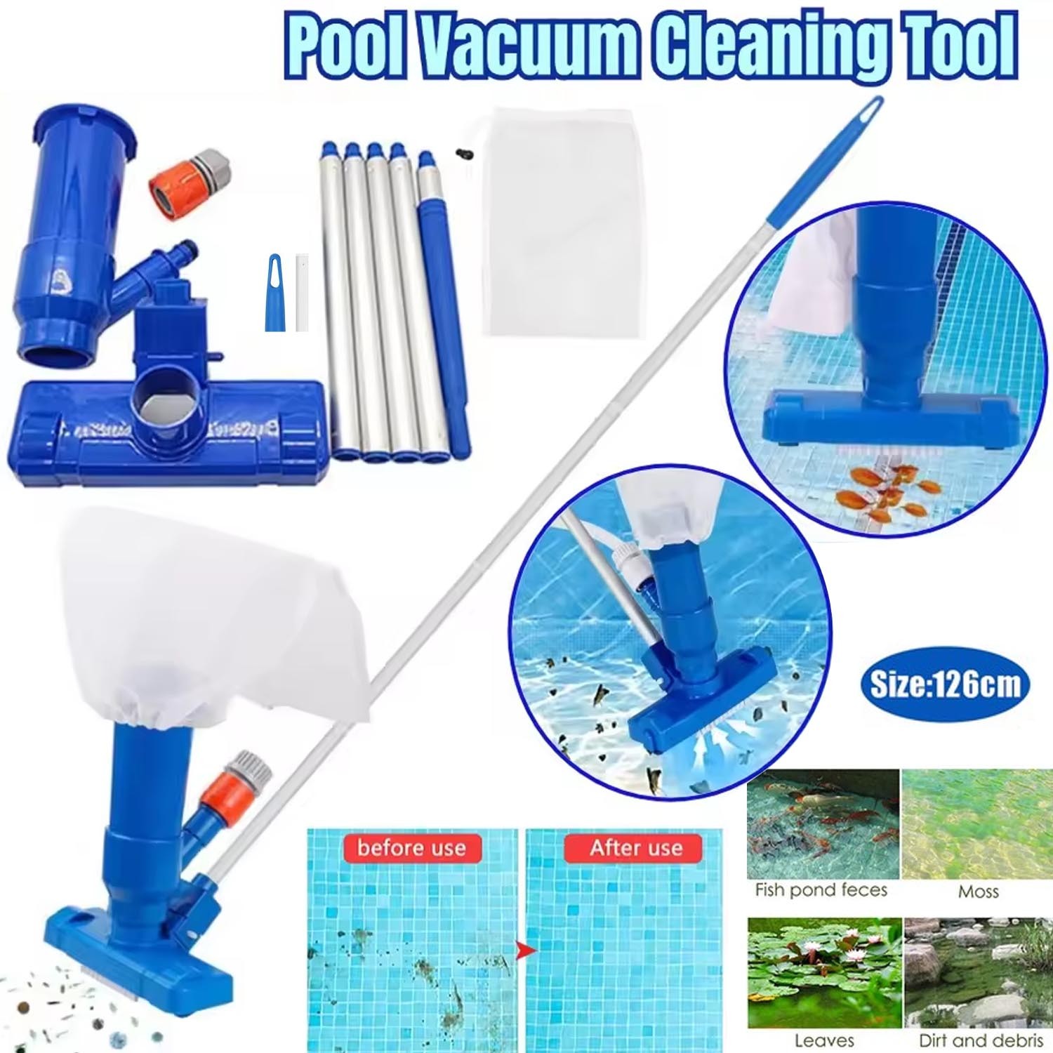 Pool Vacuum Handheld Spa Suction Underwater Cleaner for Above Ground Pools