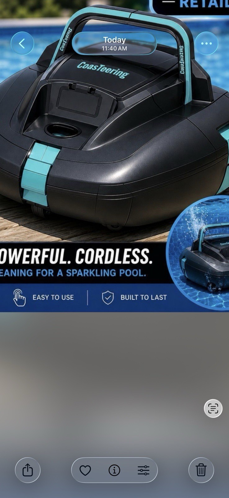 CoasTeering Planet Cordless Robotic Pool Cleaner Floor 30W IPX8 100 Min