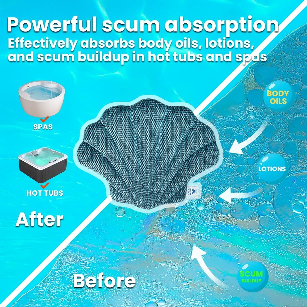2-Pack Scum Floating Sponge for Hot Tub Spa Absorbing Clean Large, Seashell