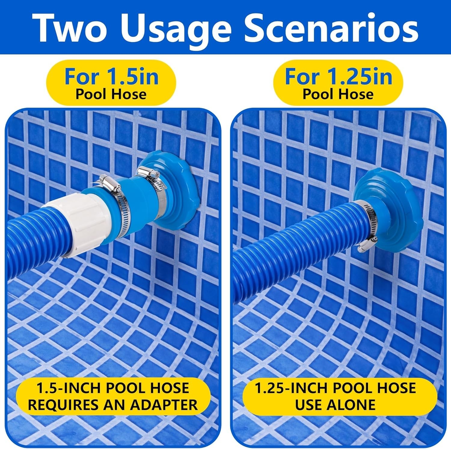 2-Pack Pool Hose Adapter & Connector, Versatile for Efficient Maintenance