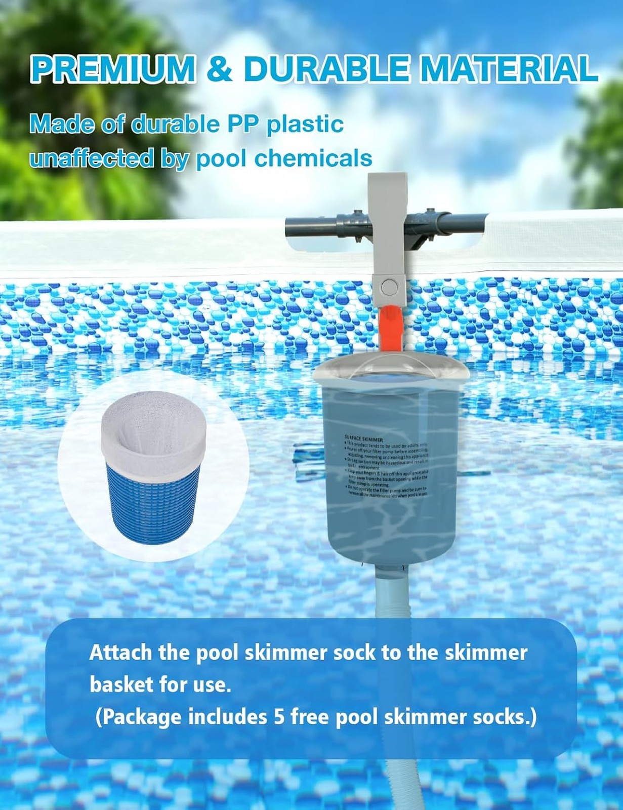 Above Ground Pool Skimmer with Adjustable Wall Mount, Durable Material for Intex