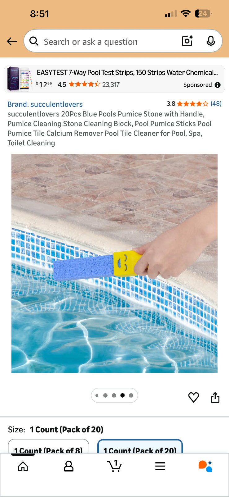 succulentlovers 20Pcs Blue Pools Pumice Stone with Handle for Pool, Spa, Toilet