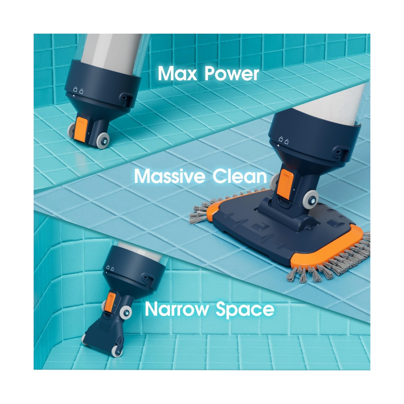 Cordless Pool Vacuum-True Powerful Suction 18.9GPM, 100inch, 1H Runtime, 25µ