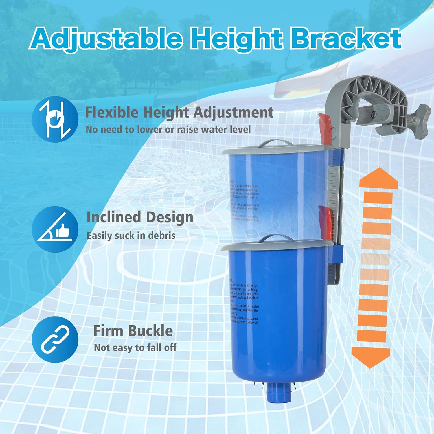Above Ground Pool Skimmer with 5 Skimmer Socks, Wall Mount Surface Skimmer with