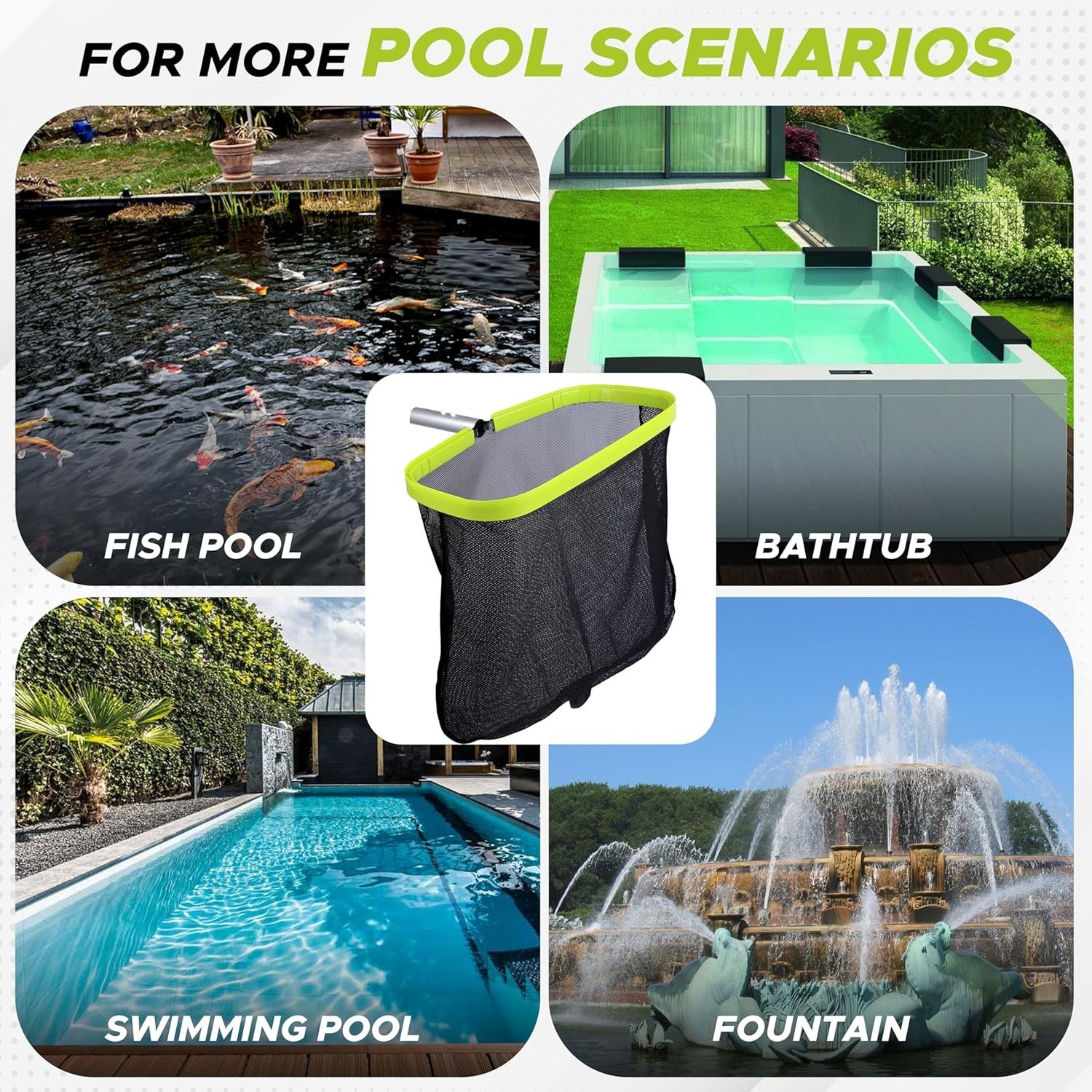 17.5&Prime; Pool Leaf Skimmer Net Heavy Duty Double Layer Mesh for Pool, Pond, Spa