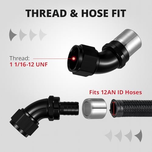 Crimp Swivel Hose End Fitting for CPE Braided Hose 12AN 45 Degree