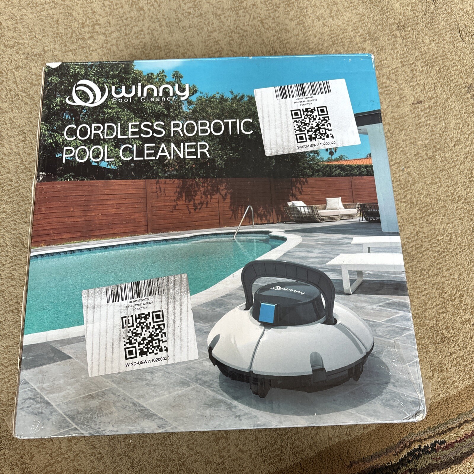 WINNY Cordless Robotic Swimming Pool Cleaner-WPC-AMUS-013 -60 Minutes Per Charge