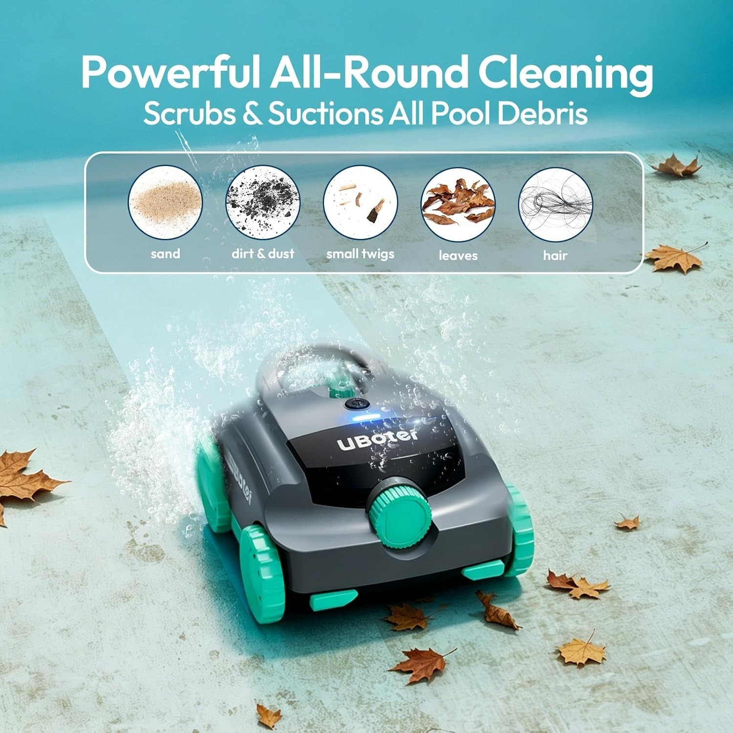 Cordless Robotic Pool Vacuum E10 for Flat-Bottom Pools Up to 860 Sq.Ft