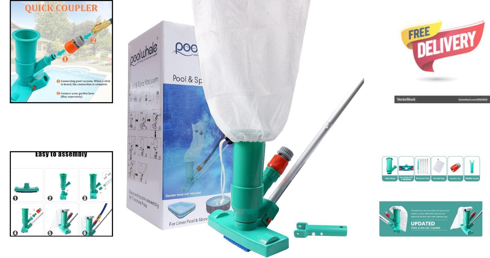 Effortless Pool and Spa Cleaner – Portable Jet Vac with Large Debris Chamber