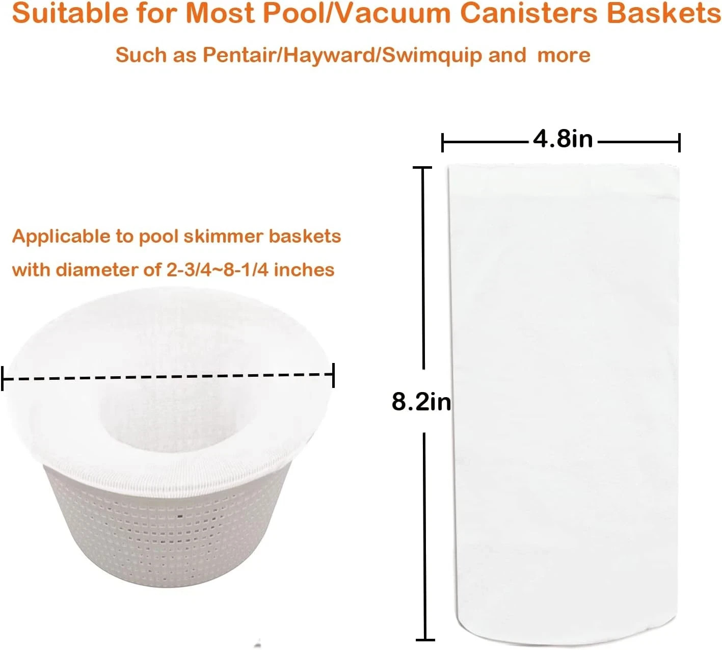 100 Pack Pool Skimmer Socks, Reusable Pool Socks for Skimmer Basket, Skimmer Soc