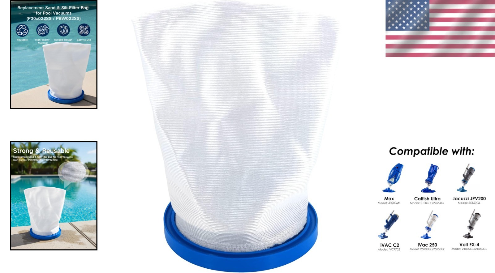 Reusable Sand & Silt Filter Bag for Pool Vacuums – Universal Compatibility