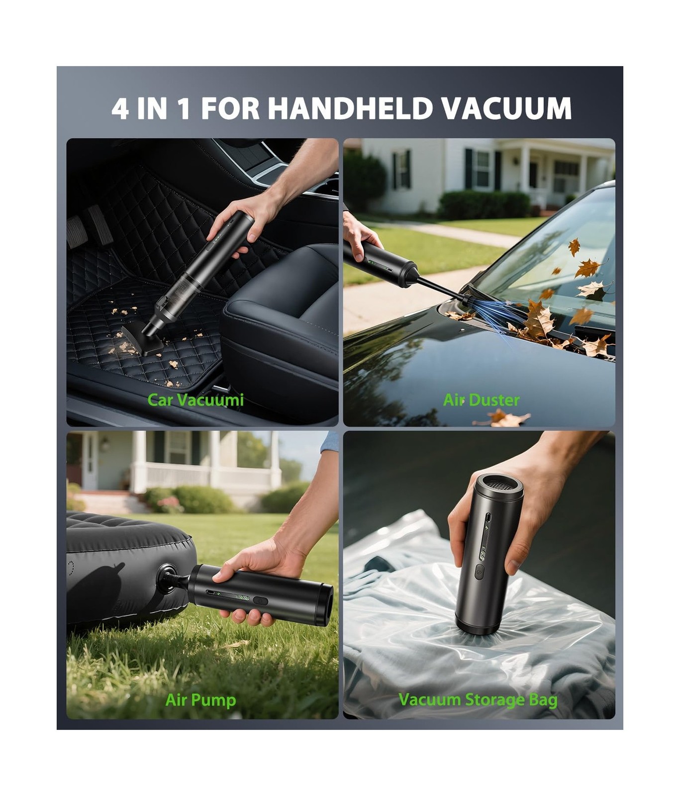 Car Vacuum Portable Cordless Handheld Vacuum Cleaner 4-in-1 Mini Cordless Vac…