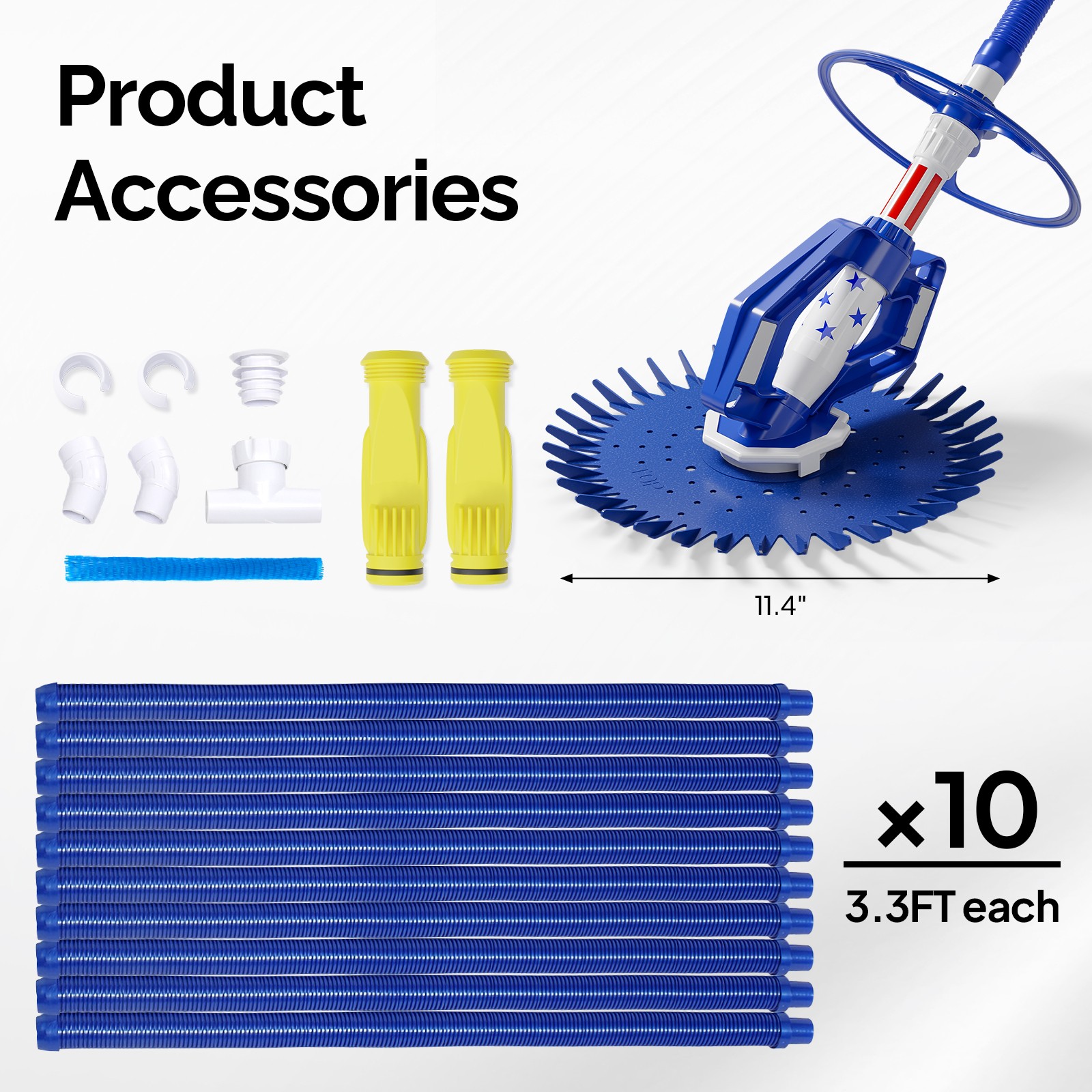 Swimming Pool Vacuum Cleaner Set, Automatic for Outdoor Swimming In Ground Pools