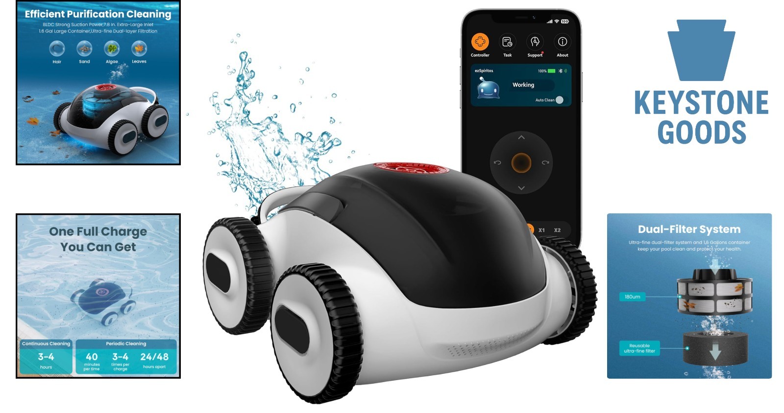 2025 Ultra-Fine Dual Filter Robotic Pool Cleaner with App Control