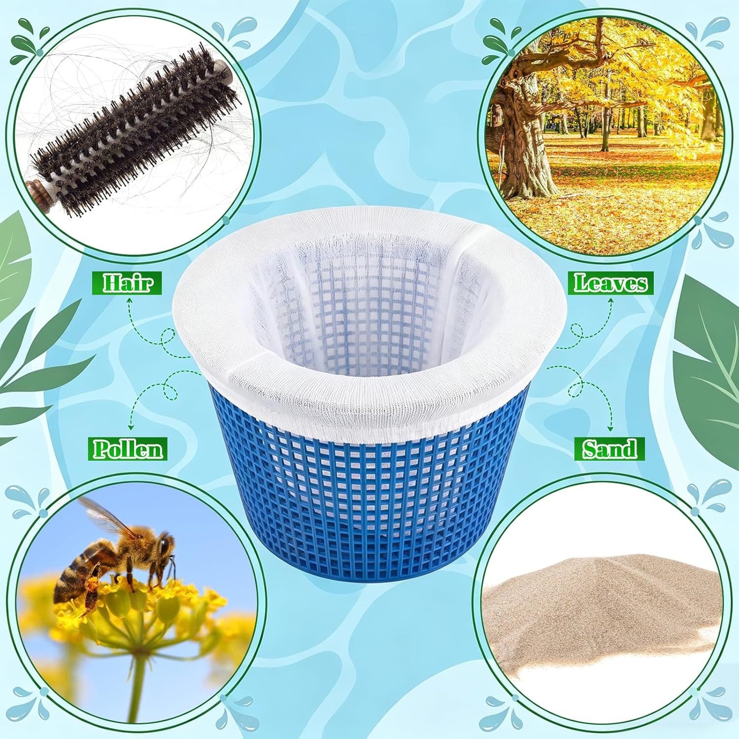300 Pack Pool Skimmer Socks – Fine Mesh Filter for Pools