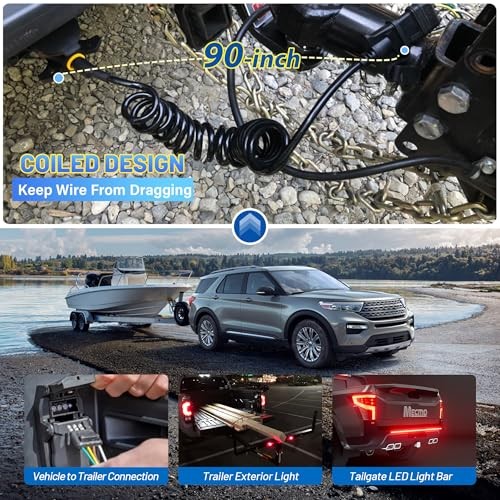 7.5ft 4 Pin Flat Trailer Wire Extension, Coiled Cable – 4 Way Vehicle &