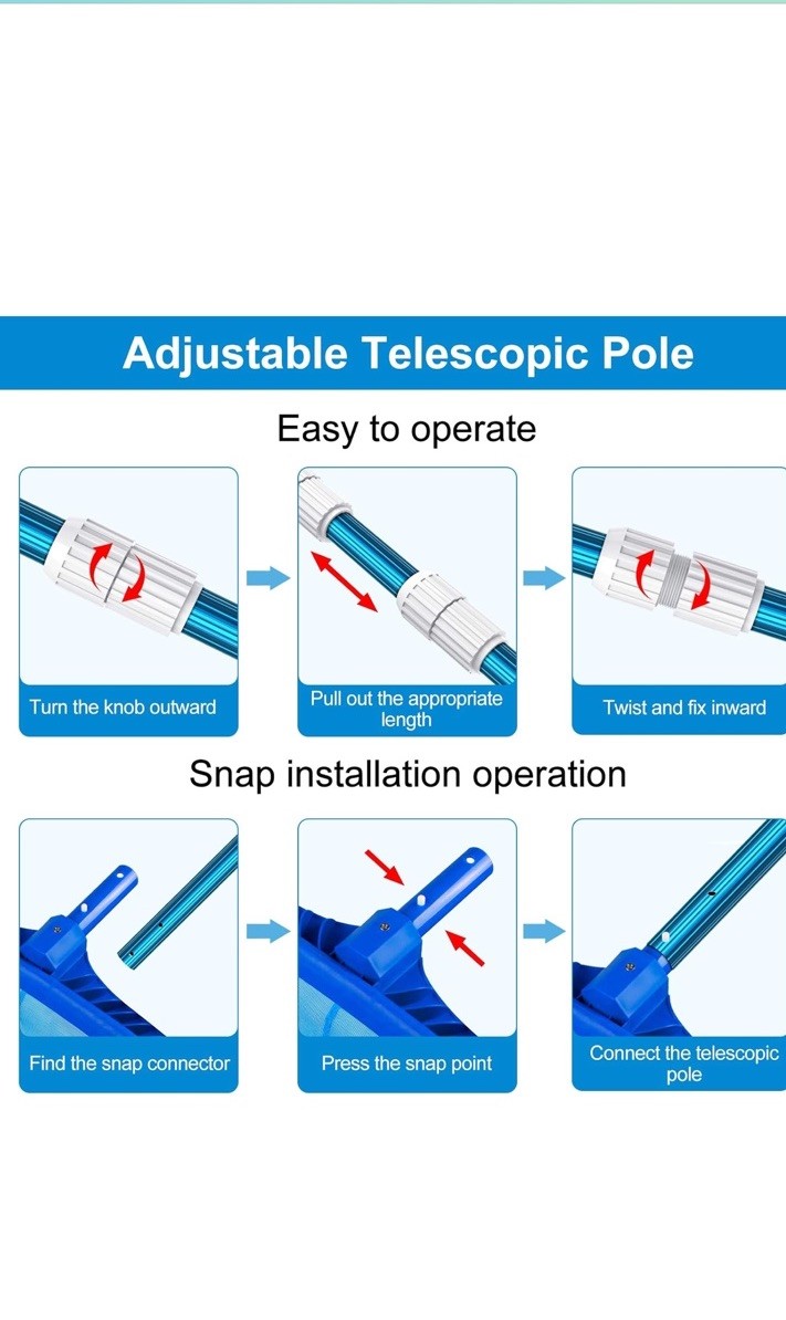 Aquatix Pro Swimming Pool Pole, 15 Foot, 1.3mm Commercial Thickness, Strong 3 &
