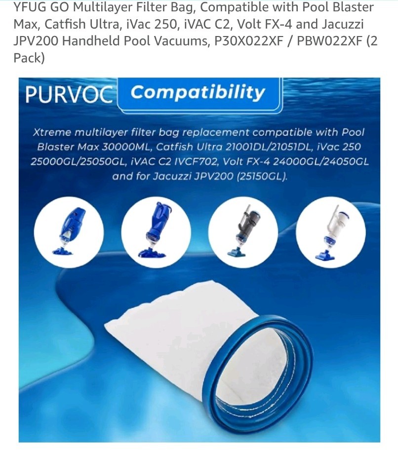 Pool Vacuum All Purpose Filter Bags Compatible with Pool Blaster Water Tech Max,