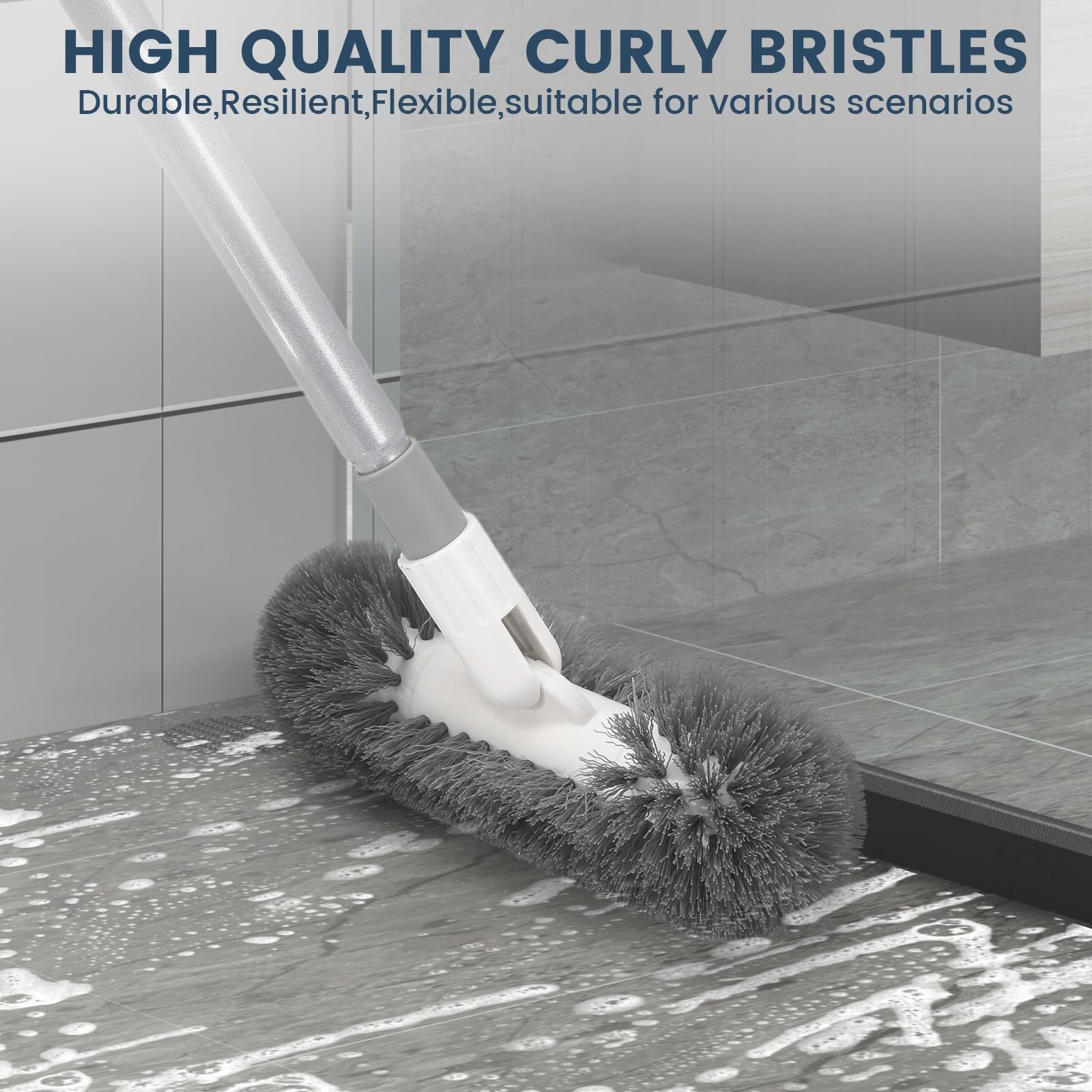 51&Prime; Deck Brush with 360° Swivel Scrubber for Boat, Pool, Tile, and Patio