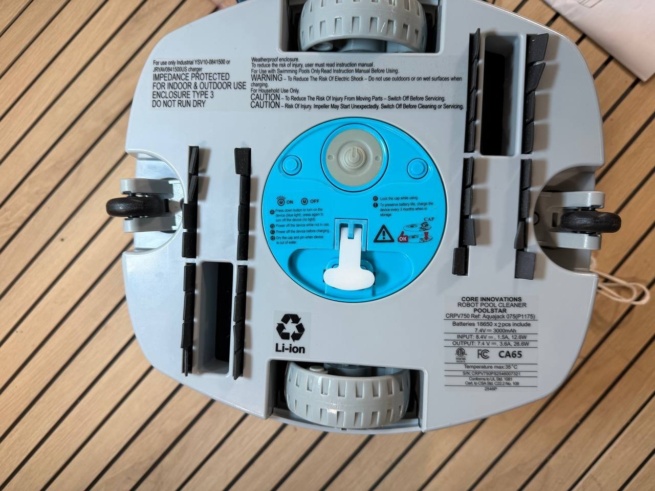 Core Innovations Robotic Pool Vacuum Cleaner CRPV750 Rechargeable 45Min 2x2L