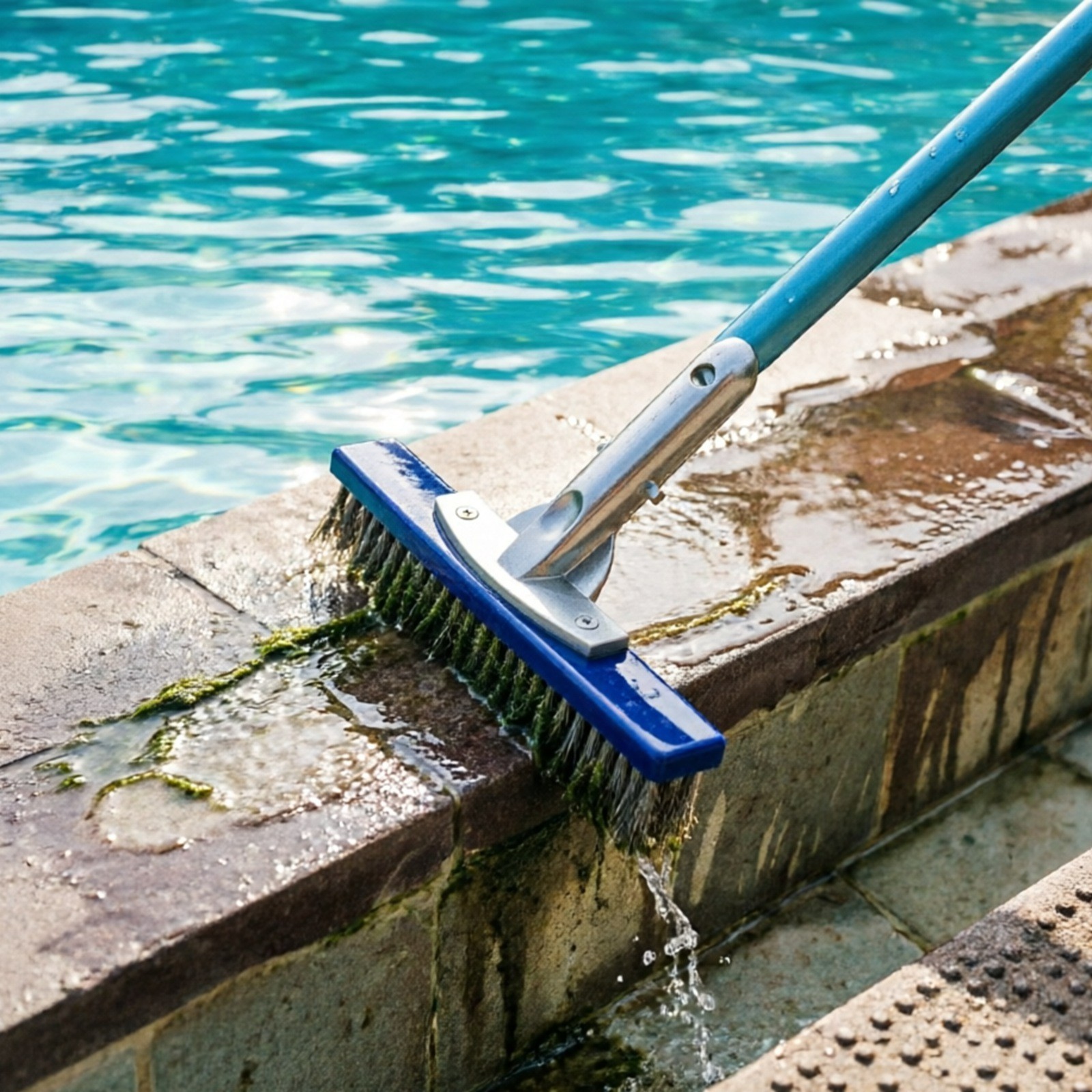 10&Prime; Stainless Steel Wire Bristle Pool Brush, Clean Concrete Rust, Tile Calcium