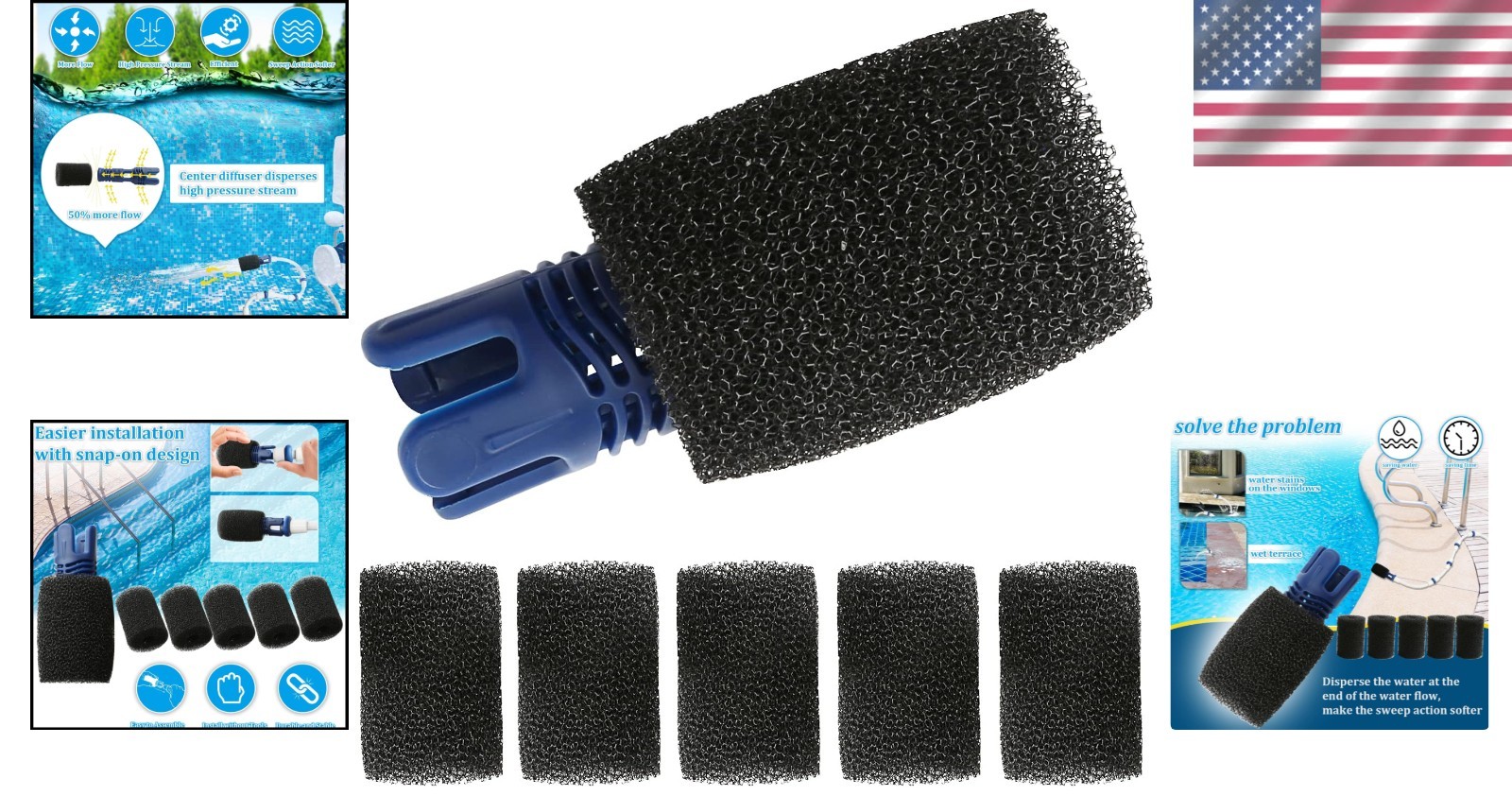 Snap-On Tail Sweep Pro for Polaris Cleaners – 6 Durable Foam Scrubbers Included