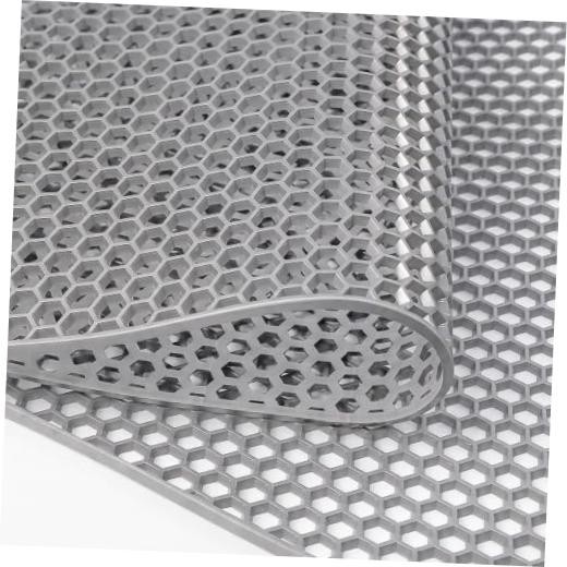 Drainage Mat, 4mm PVC Hexagonal Non-Slip Pool Floor Mat, Anti 3 x 4.9 ft Grey