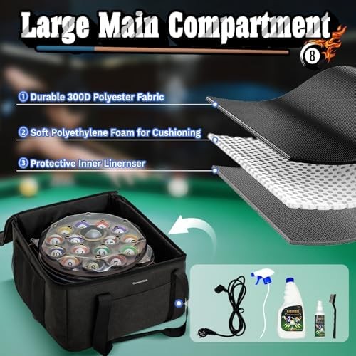 Pool Ball Cleaner Storage Bag, Compatible with Most Pool Ball Cleaner Machines,
