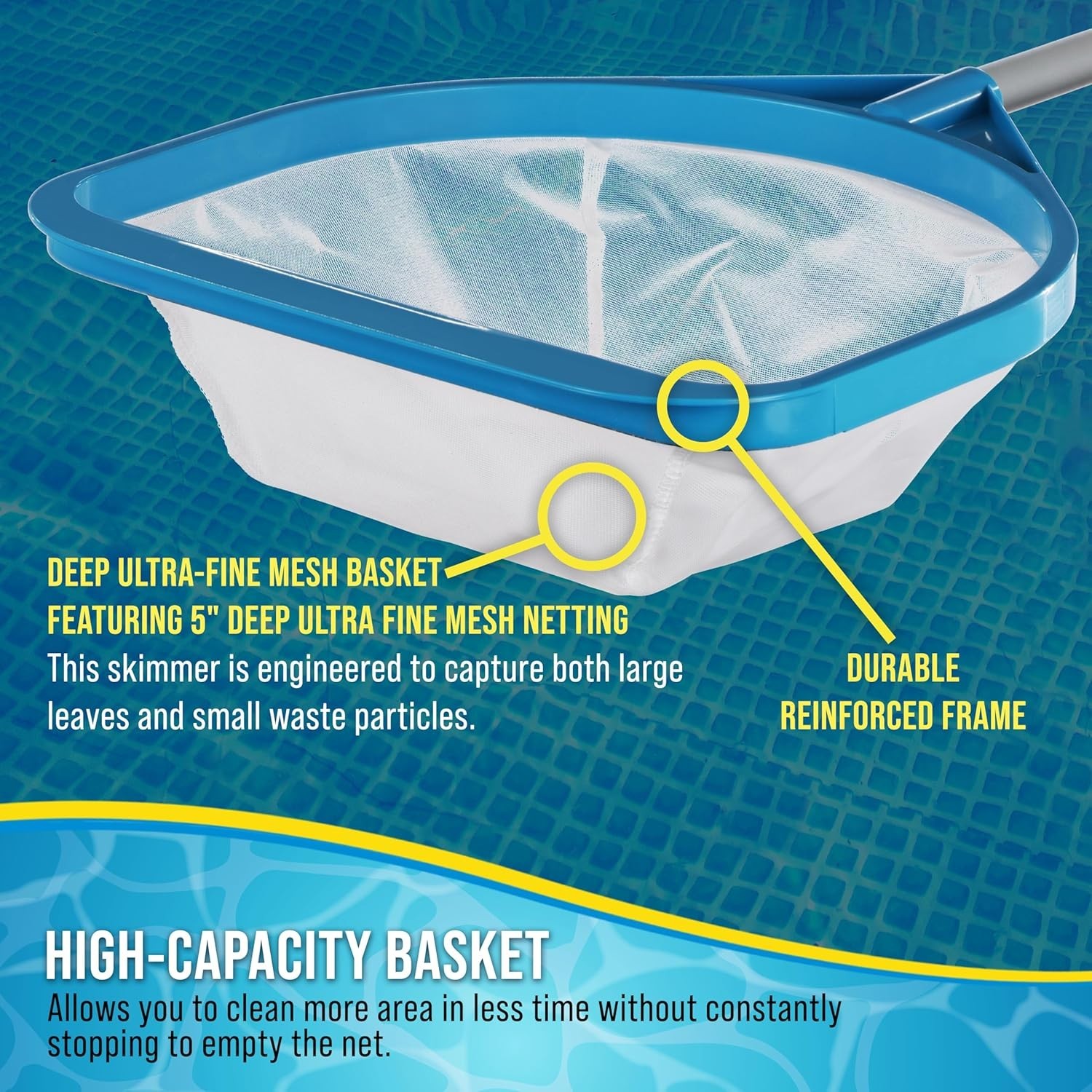 12×30 Ultra Fine Pool Skimmer Net Leaf Scoop w/ Handle Spa Hot Tub Pool