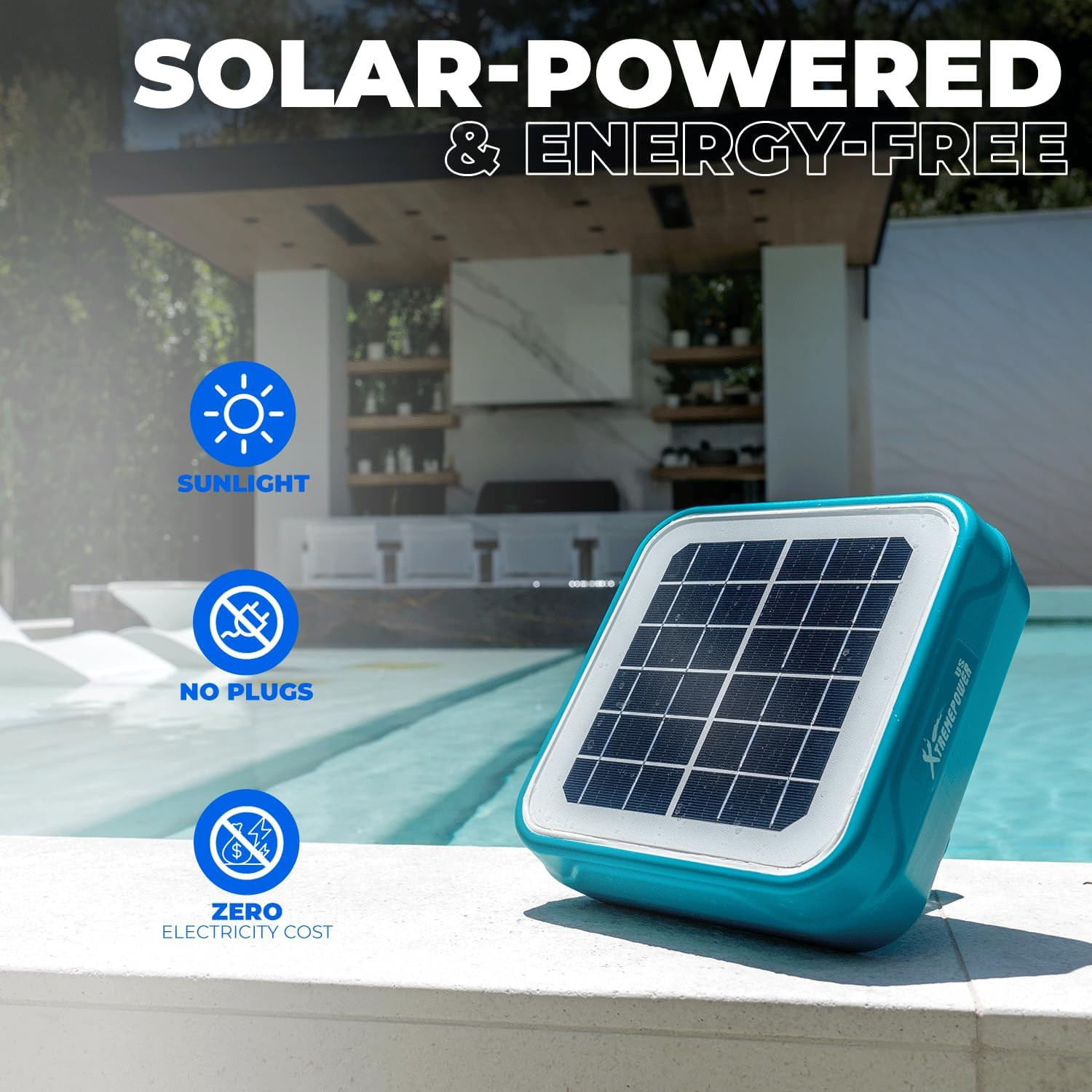 Solar Pool Ionizer Floating Water Cleaner, Blue/Black