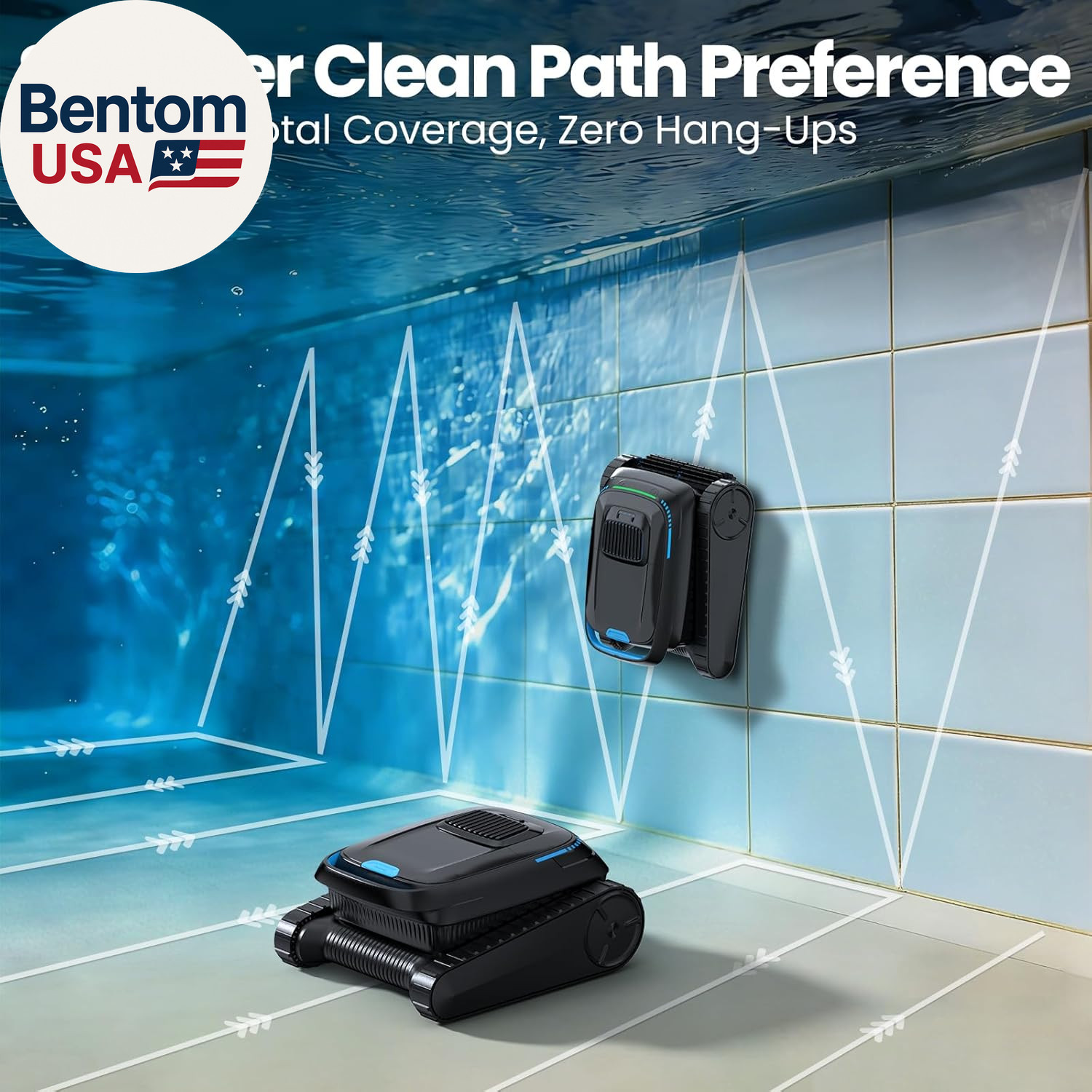 Robotic Pool Vacuum PC10, Cordless Pool Cleaner Robot for Inground & above Groun