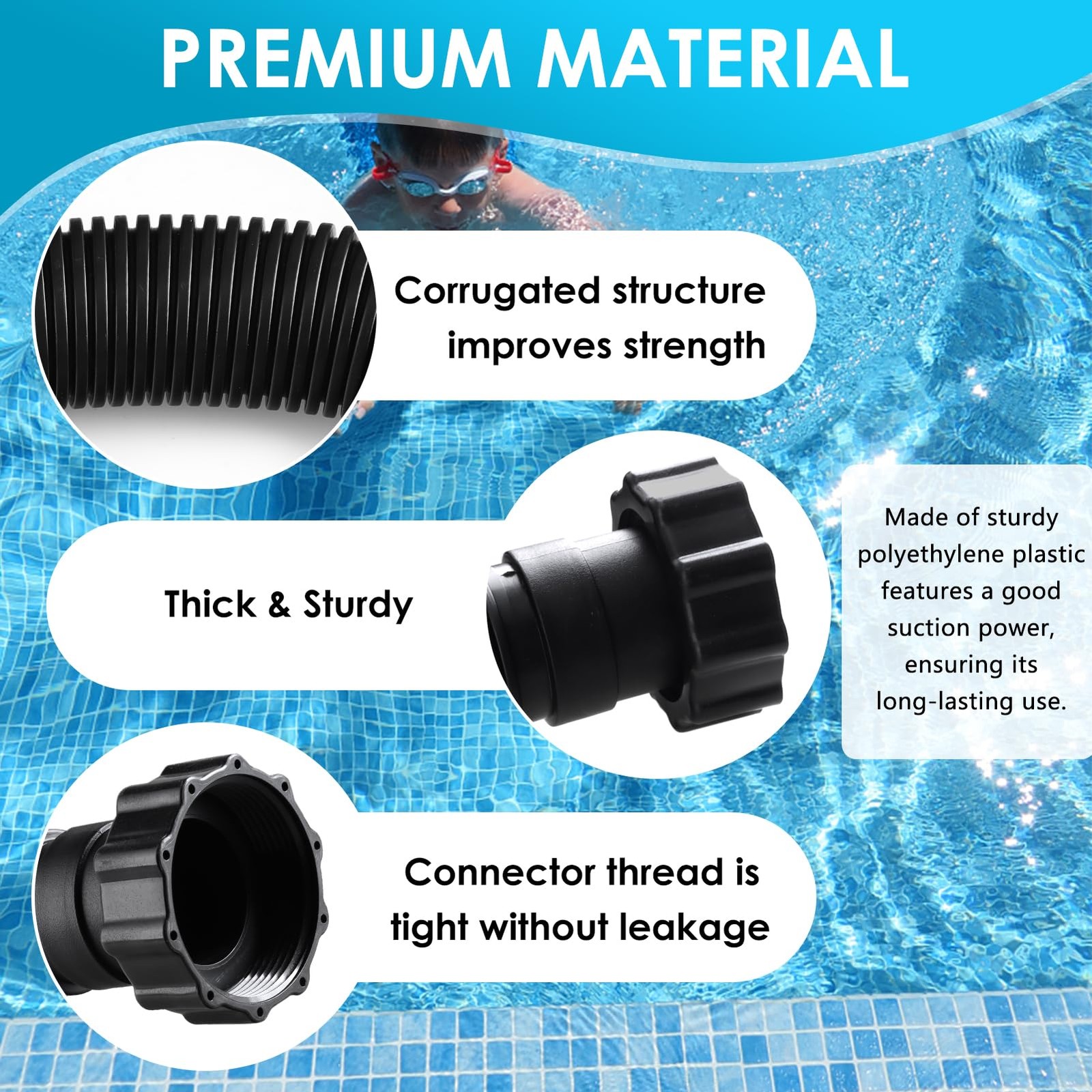 Ajlichiban Fun 10Ft Pool Hose For Above Ground Pools 1.5 Inch Diameter Swimming