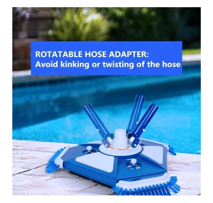 Pool Vacuum Head Cleaner Side Brush Universal Swivel Handle 1.5&Prime; Hose Adapter