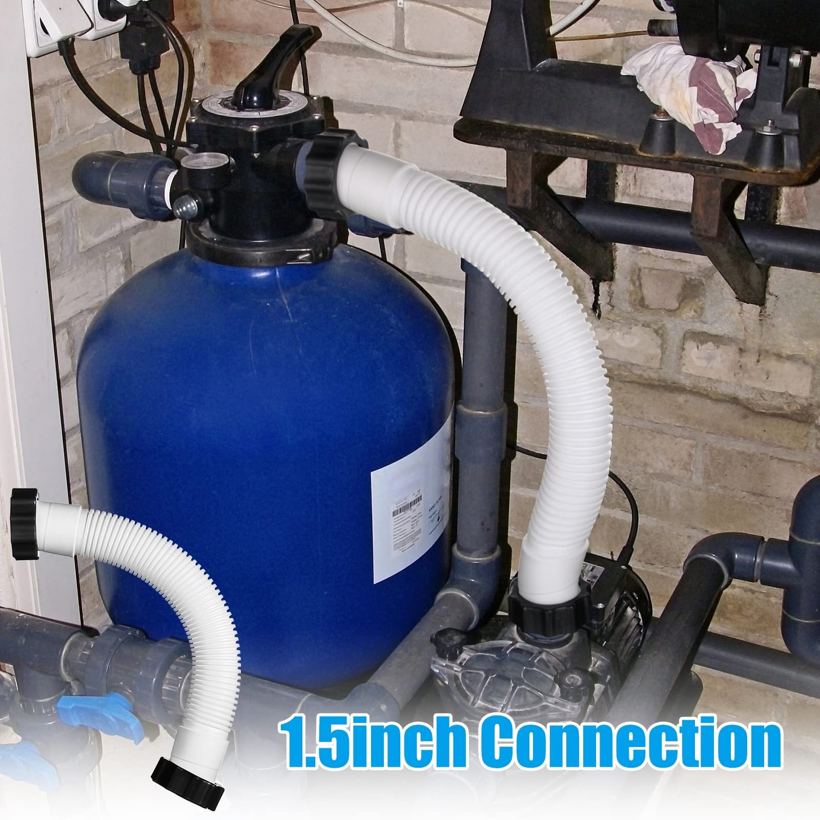 EBOOT 1 Pack 16 Inch Pool Pump Hoses for Above Ground Pools 16 inches, White