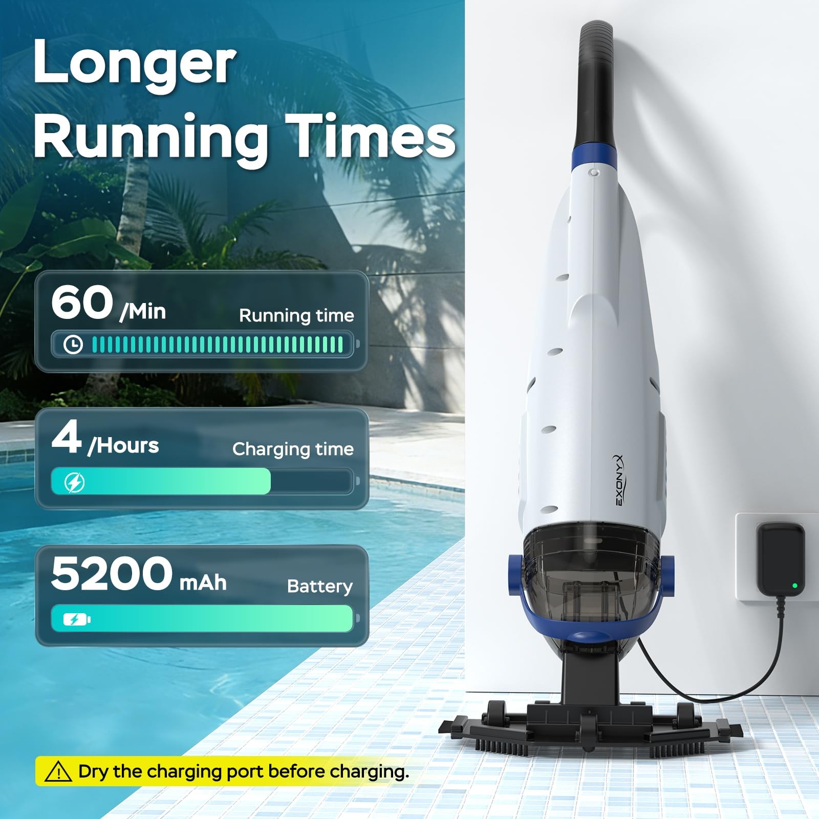 Pool Vacuum for Above Ground Pool with 72.85&Prime; Pole, Upgraded 18.5 GPM Powerfu…
