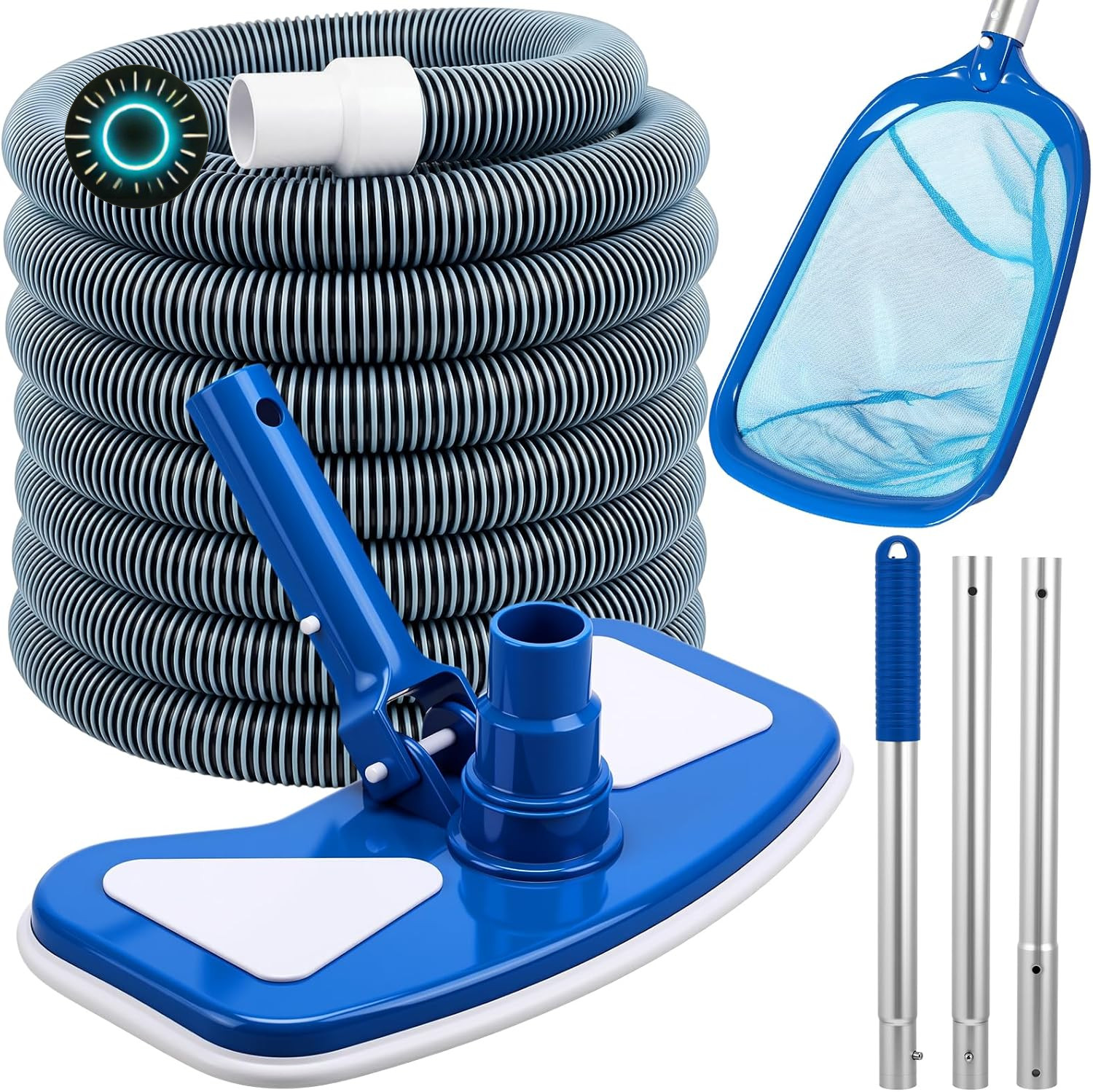4 Pcs Swimming Pool Vacuum Kits 11.8&Prime; Vacuum Head with 1-1/2&Prime; X 29.5 Ft Hoses 1