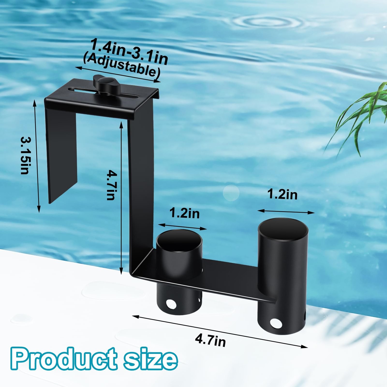 Adjustable Pool Fence Hooks Metal Organizer for Cleaning Tools & Accessories