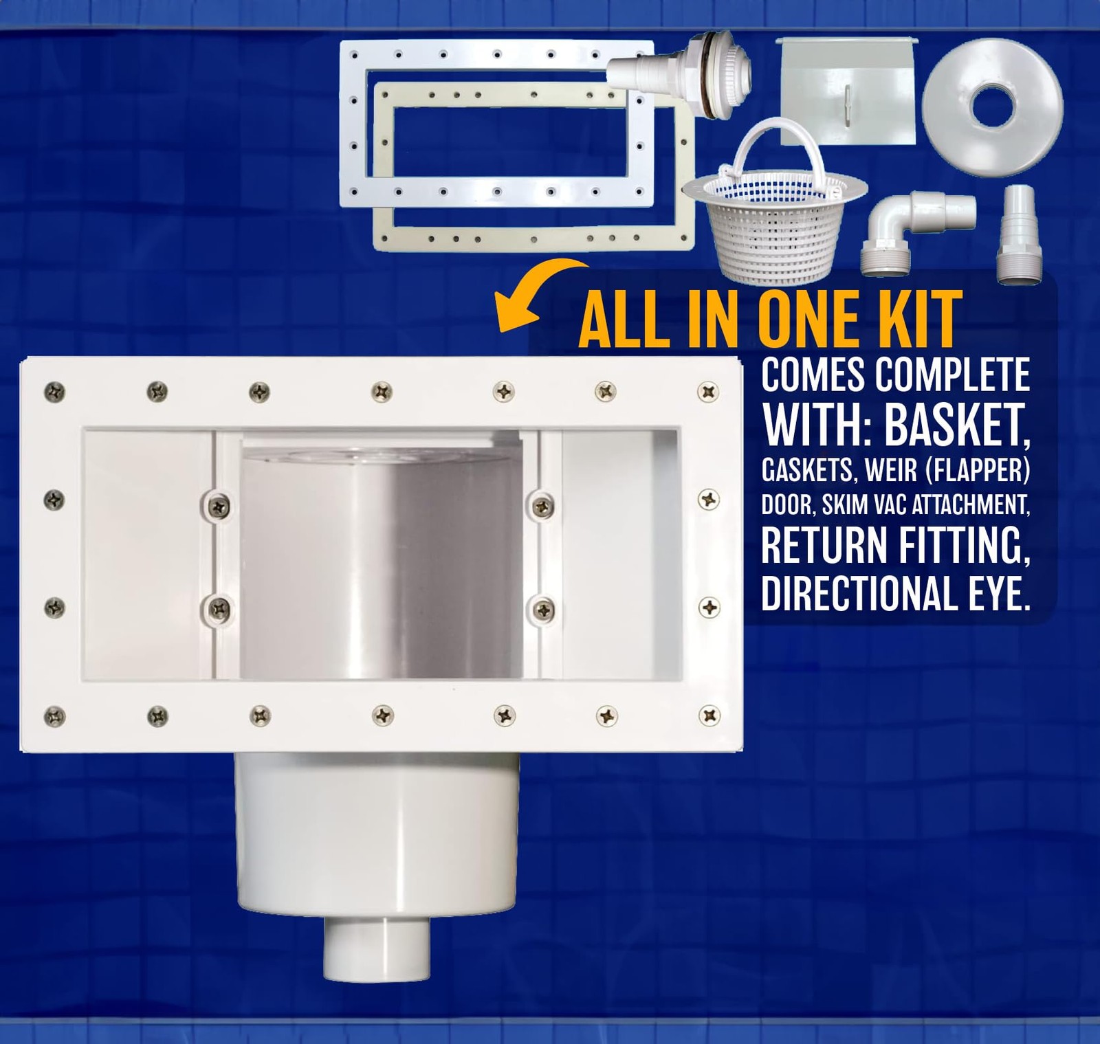 Poolzilla Wide-Mouth Complete Thru-Wall Skimmer Kit for Above-Ground